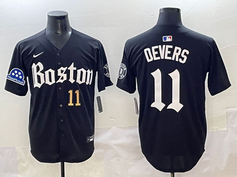 Men 2025 Boston Red Sox #11 Devers Black Five generations Joint Name Nike MLB Jersey style 3